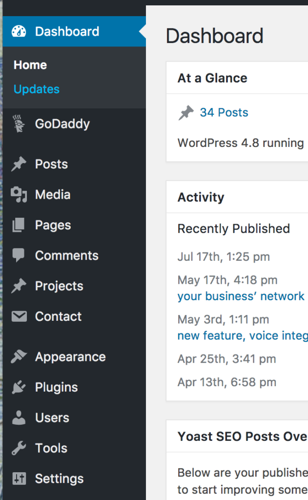 WordPress Dashboard